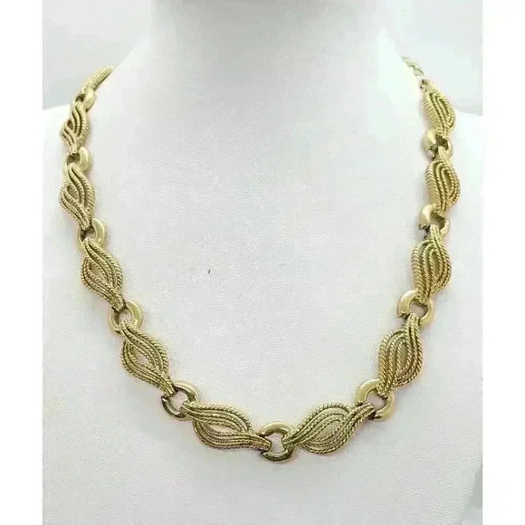 Vintage Gold Necklace Choker chunky thick Filigree Open Link Gold plated 1960s - Picture 1 of 5